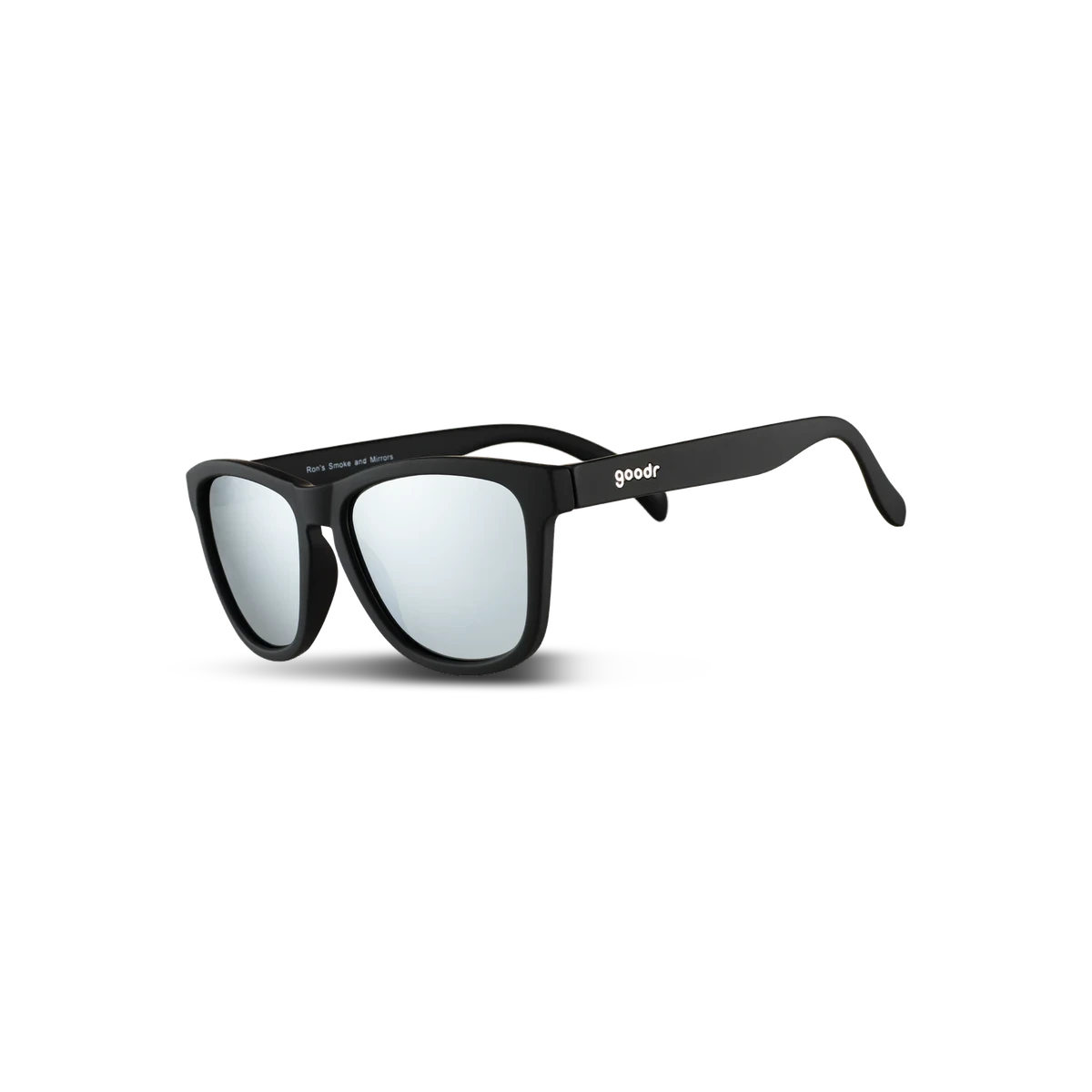 Goodr Sunglasses - OG, Ron's Smoke and Mirrors, three-quarter view
