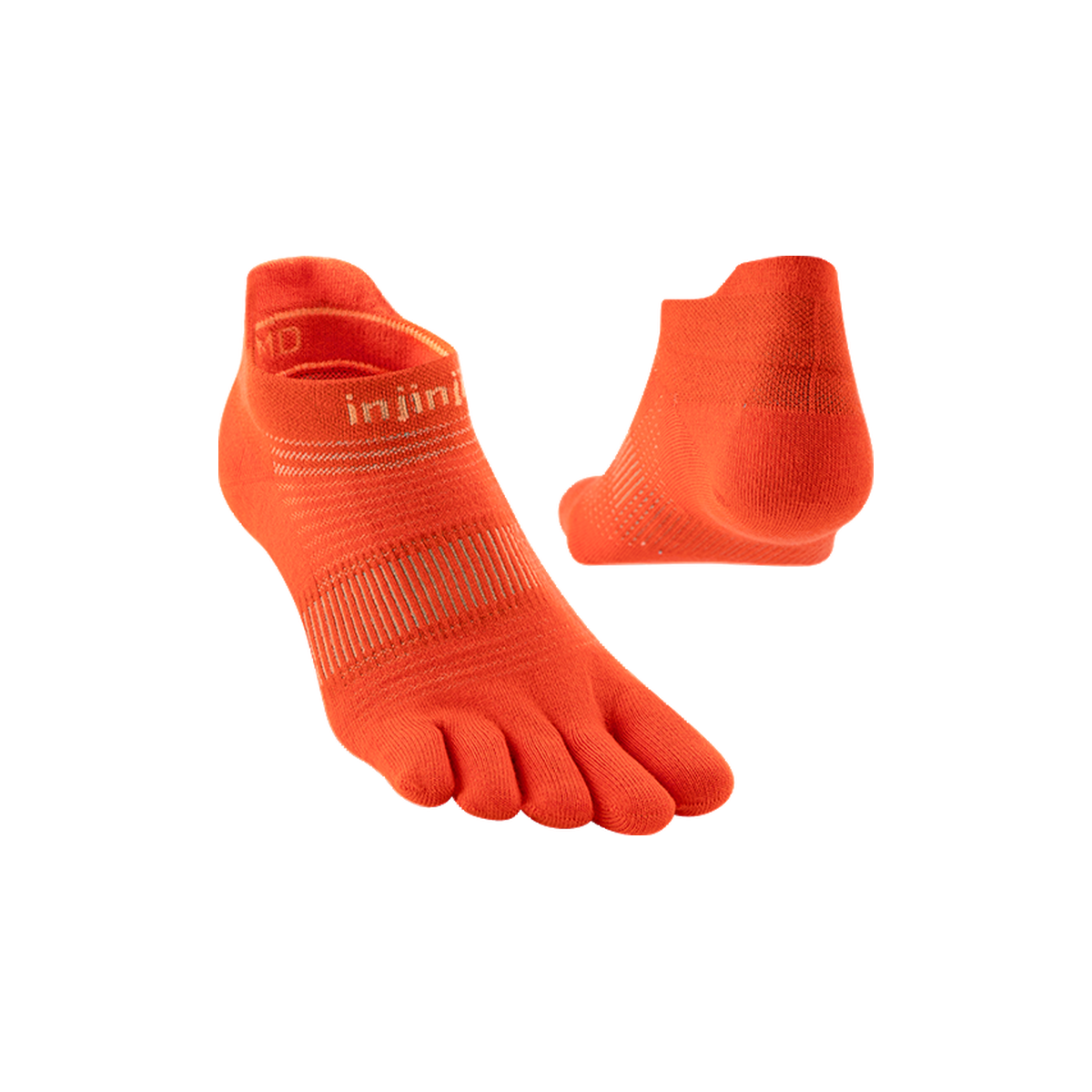 Injinji Run Lightweight No-Show Socks, Flame, sock view