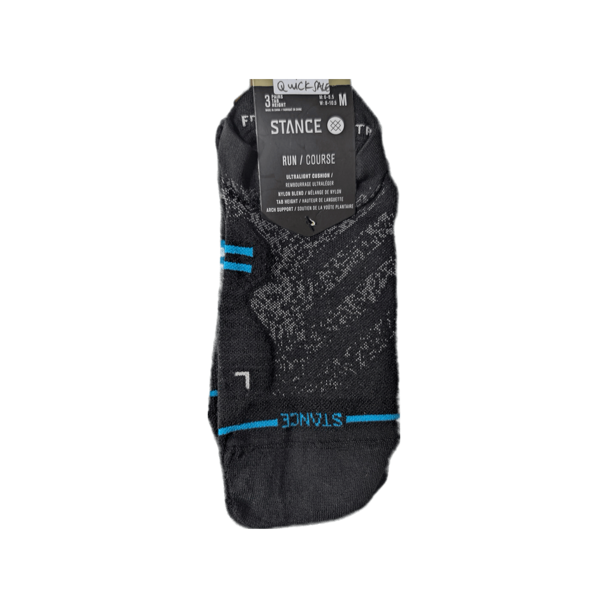 Stance Run Socks - Ultralight Cushioning - Tab, Run UL 3 pack - Black, sock view