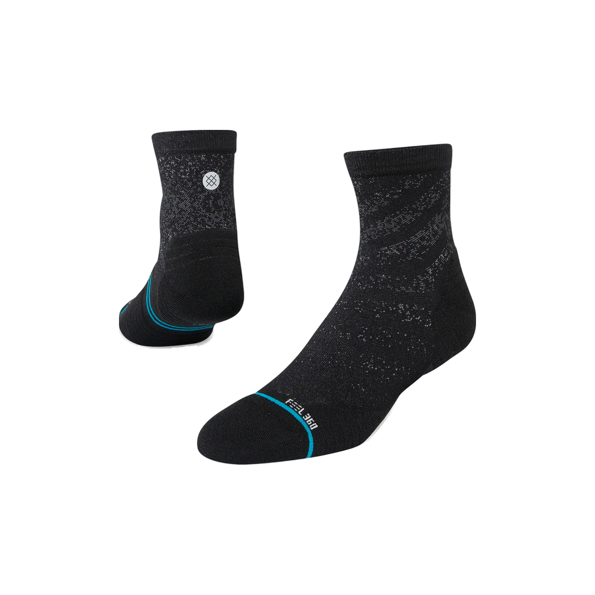 Stance Run Socks - Light Cushioning - Quarter, Run Black, sock view