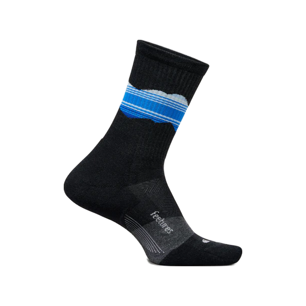Feetures Trail Max Cushion Mini Crew Socks, Blue Ridge Charcoal, sock view