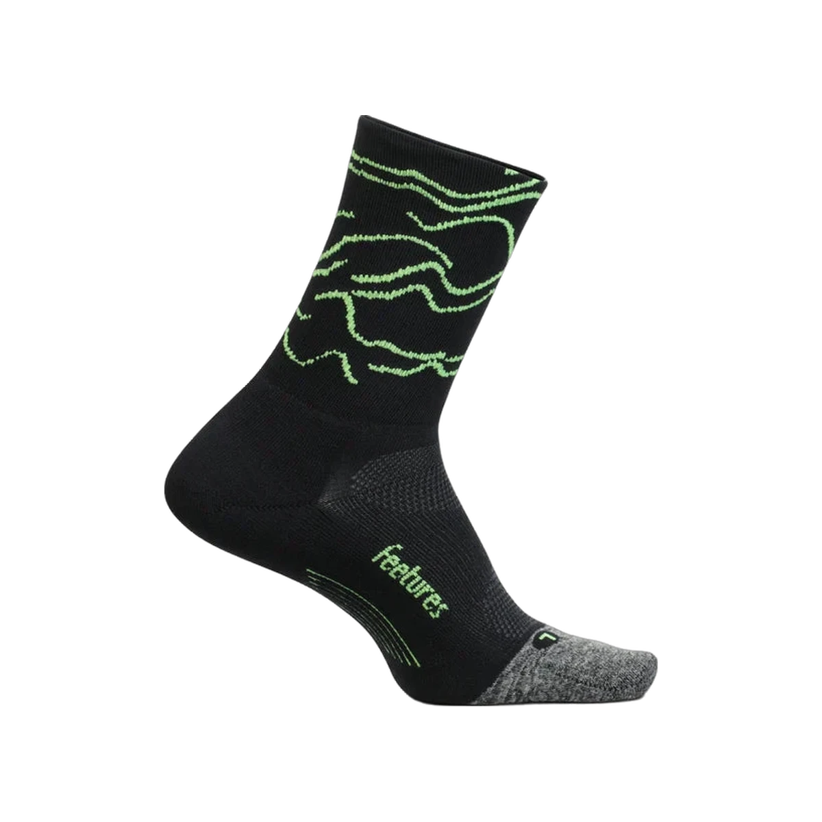 Feetures Elite Light Cushion Mini Crew Socks, Rogue Black, sock view