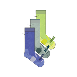 Hoka Crew Run Socks - 3 pack - Unisex, Celestial Blue/Sage/Neon Green, sock view