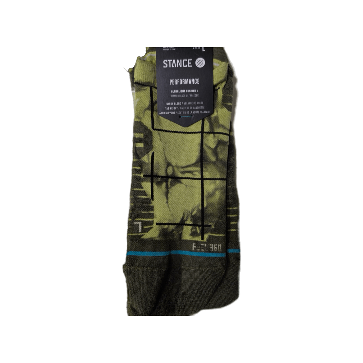 Stance Run Socks - Ultralight Cushioning - Tab, Graphed - Green, sock view