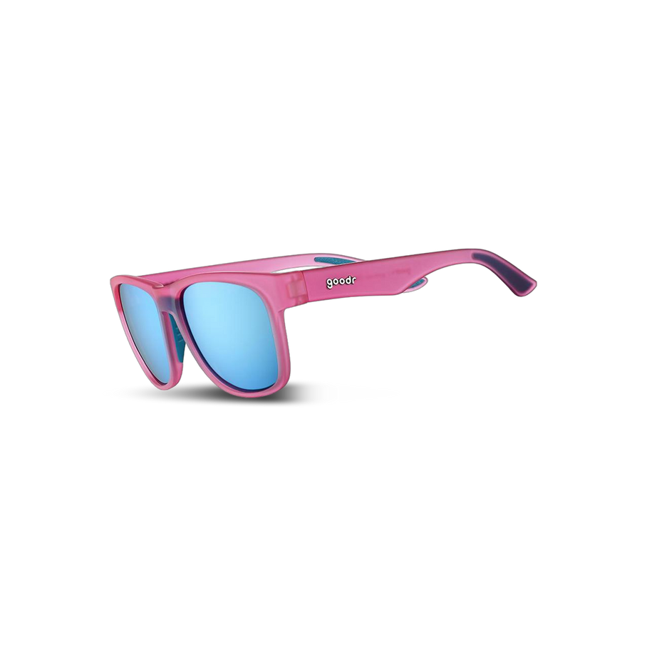 Goodr Sunglasses - BFGs, Do You Even Pistol, Flamingo, three-quarter view