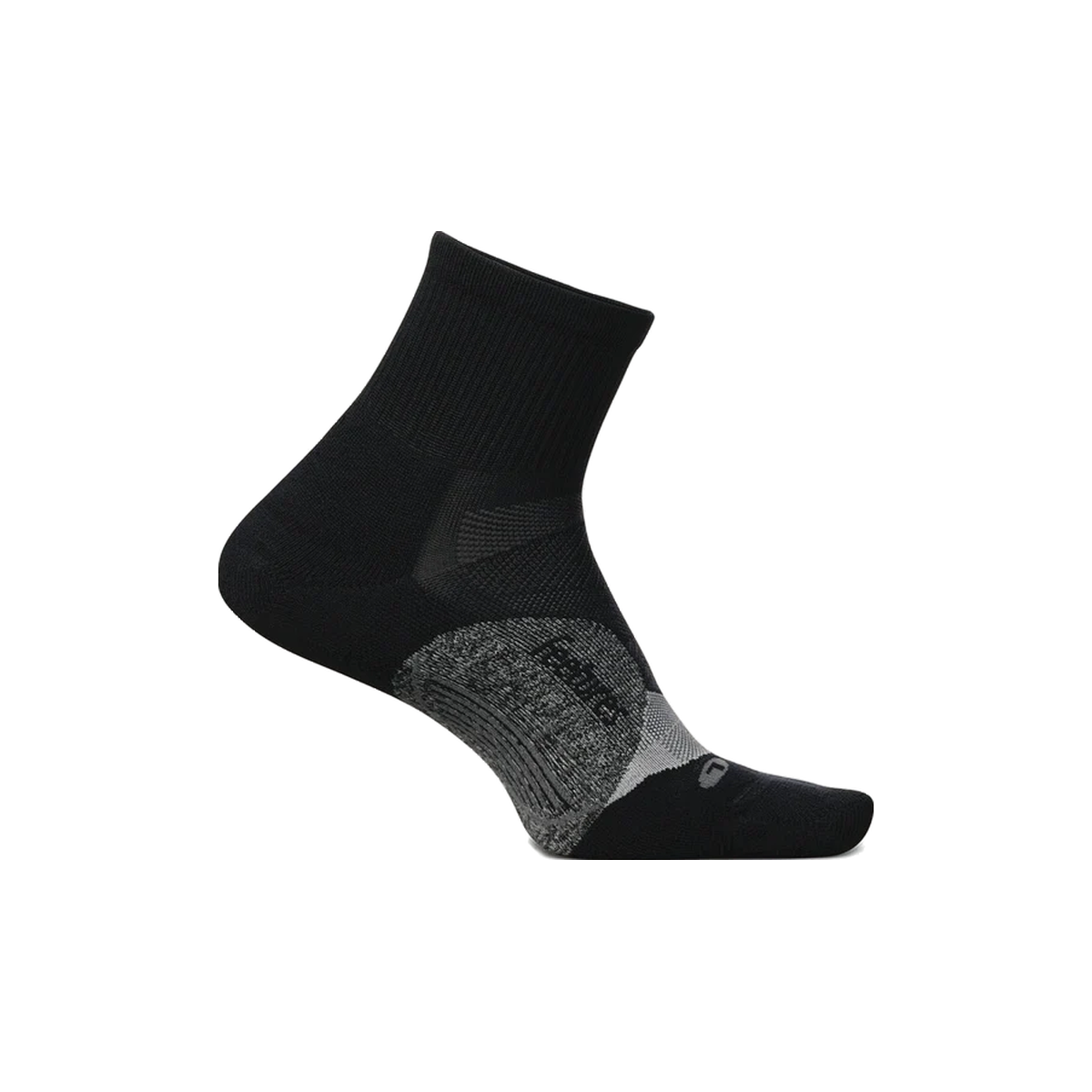 Feetures Elite Light Cushion Quarter Socks, Black, sock view