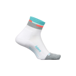 Feetures Elite Light Cushion Quarter Socks, Aquatic White, sock view