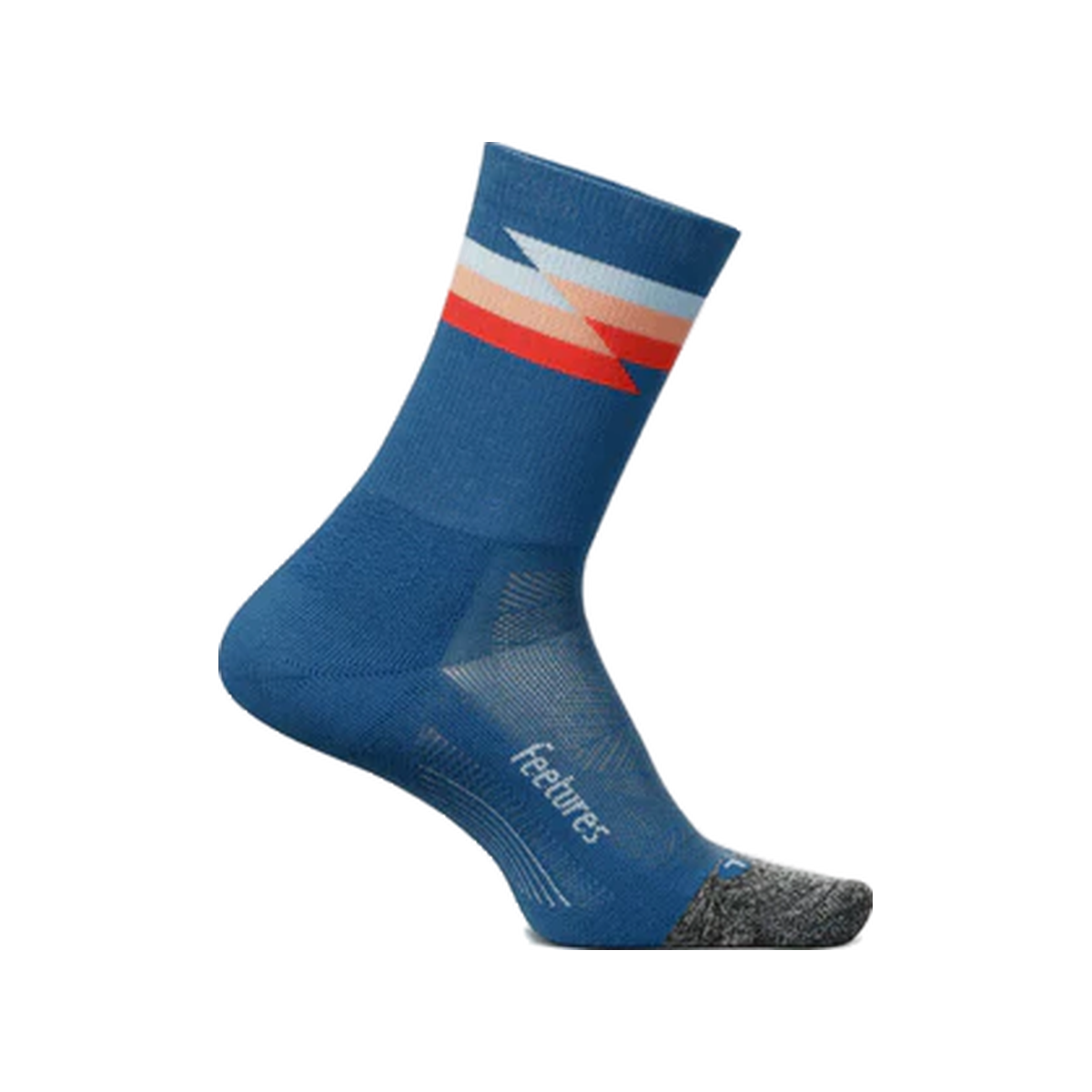 Feetures Elite Light Cushion Mini Crew Socks, Synthwave Blue, sock view