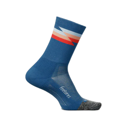 Feetures Elite Light Cushion Mini Crew Socks, Synthwave Blue, sock view