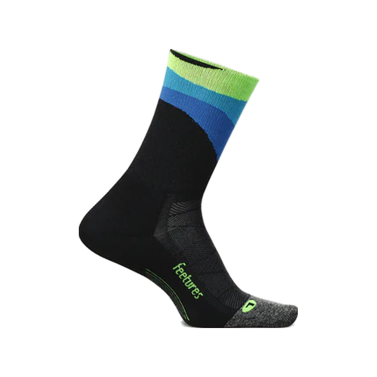 Feetures Elite Light Cushion Mini Crew Socks, Rythmic Black, sock view