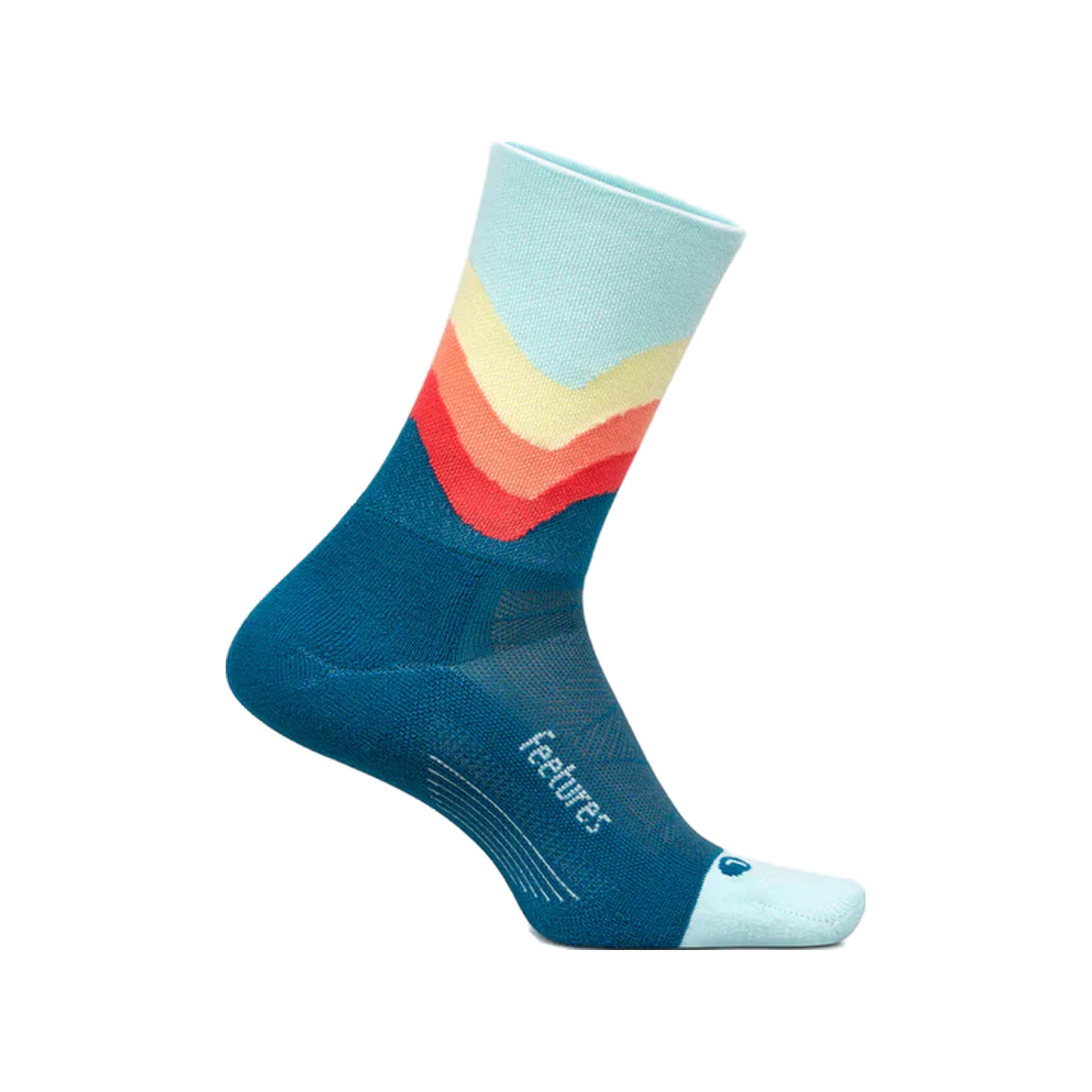 Feetures Elite Light Cushion Mini Crew Socks, Blue Swell, sock view