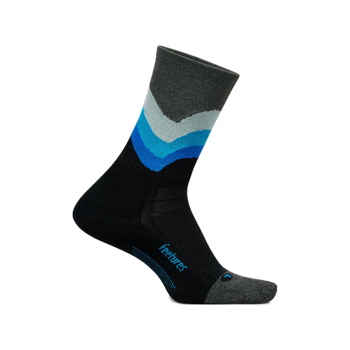 Feetures Elite Light Cushion Mini Crew Socks, Black Swell, sock view