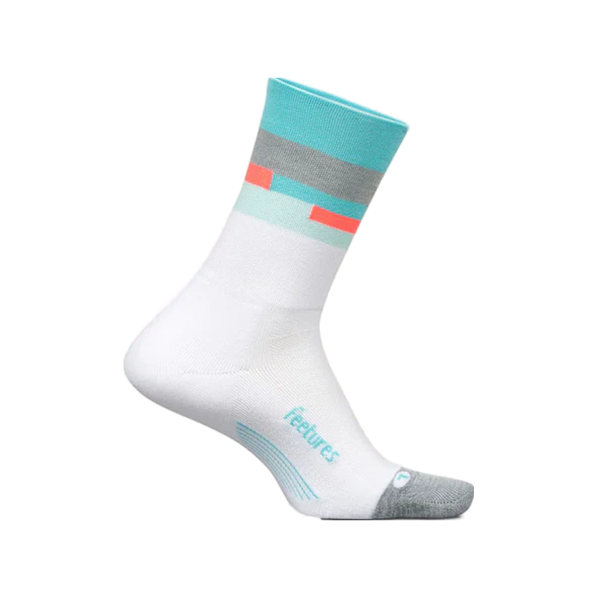 Feetures Elite Light Cushion Mini Crew Socks, Aquatic White, sock view