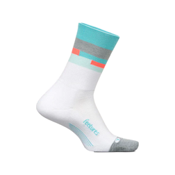 Feetures Elite Light Cushion Mini Crew Socks, Aquatic White, sock view