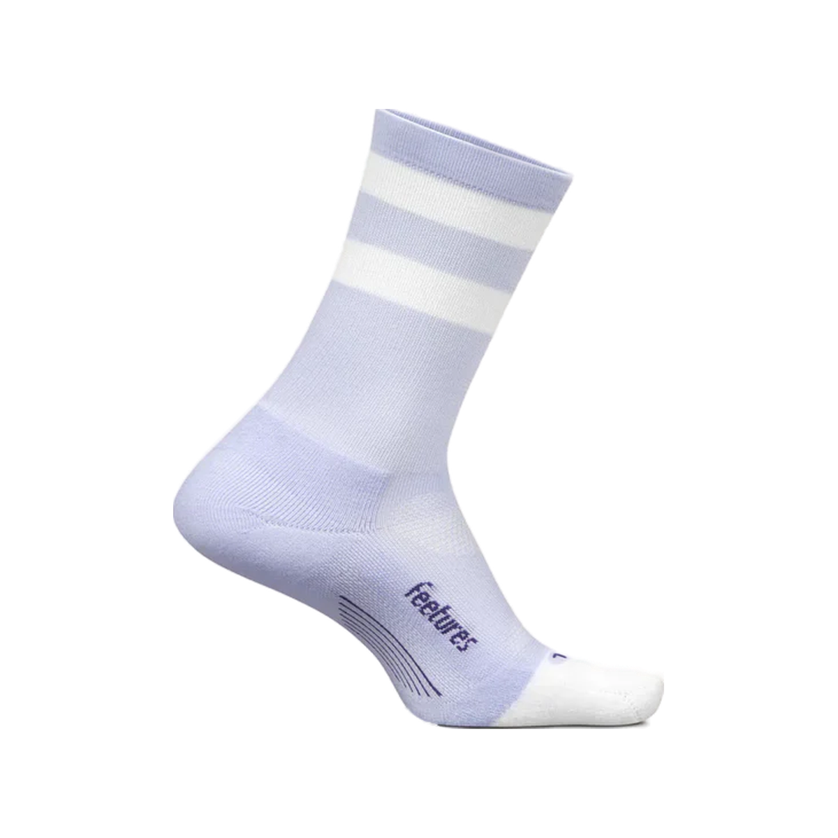 Feetures Elite Light Cushion Mini Crew Socks, lilac High Top Stripe, sock view