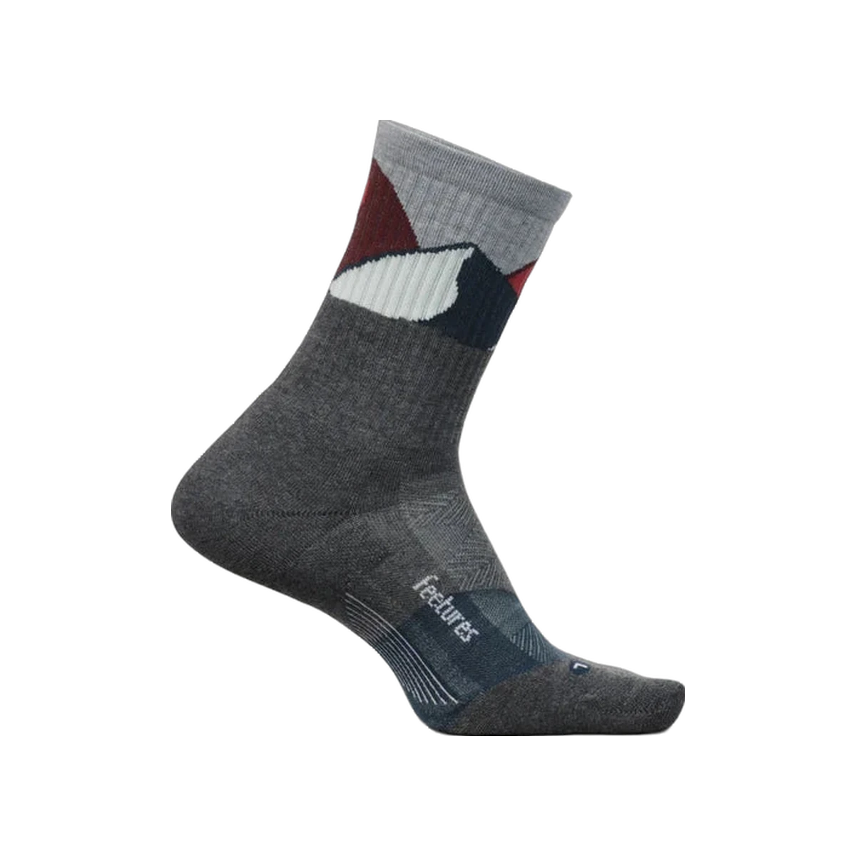 Feetures Trail Max Cushion Mini Crew Socks, Grey Summit, sock view