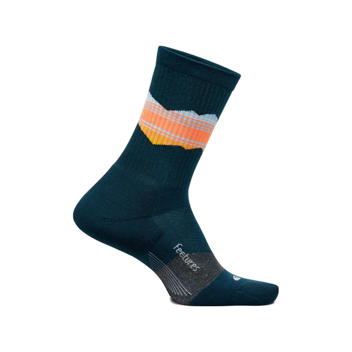 Feetures Trail Max Cushion Mini Crew Socks, Blue Ridge Navy, sock view