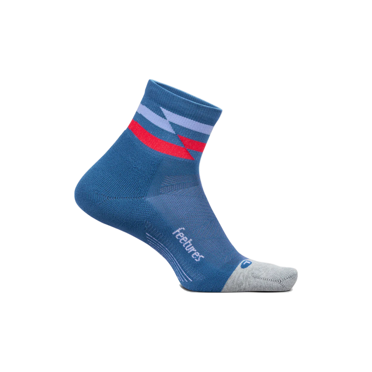 Feetures Elite Light Cushion Quarter Socks, Blue Track, sock view