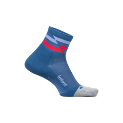 Feetures Elite Light Cushion Quarter Socks, Blue Track, sock view