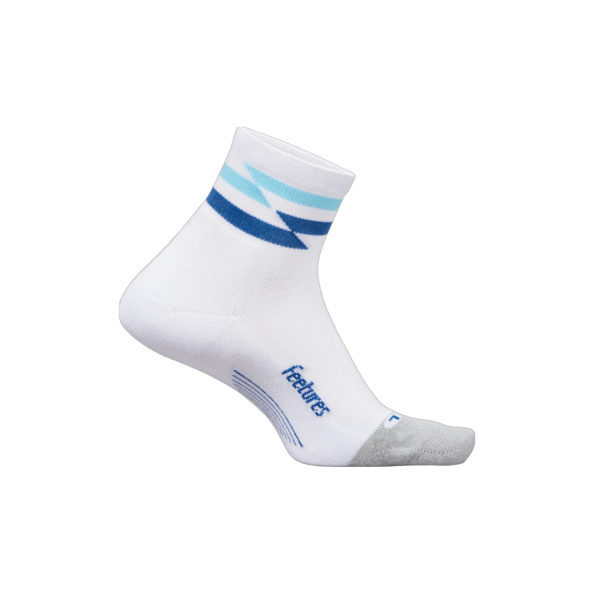 Feetures Elite Light Cushion Quarter Socks, White Track, sock view