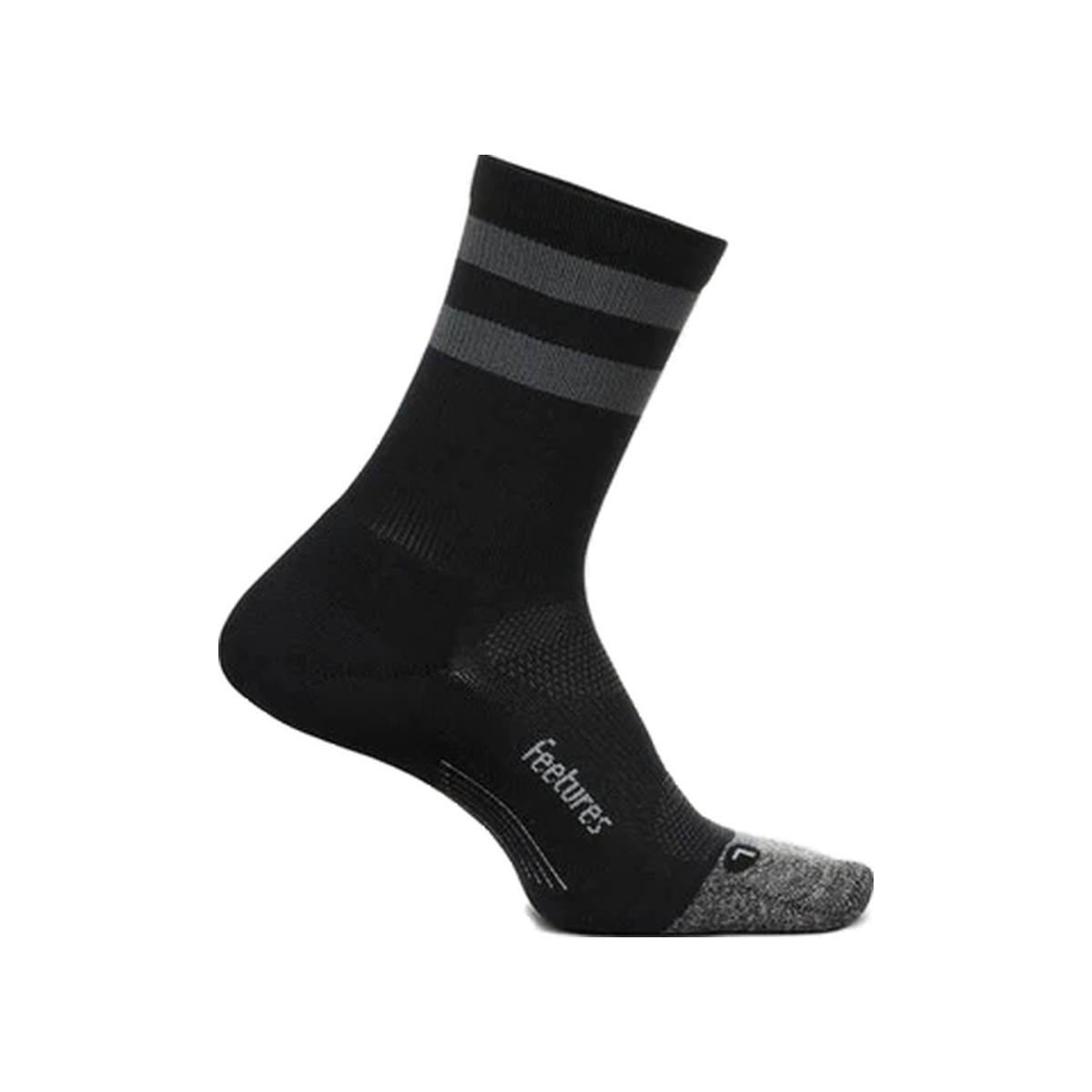 Feetures Elite Light Cushion Mini Crew Socks, Black High Top Stripe, sock view