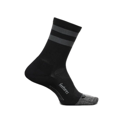Feetures Elite Light Cushion Mini Crew Socks, Black High Top Stripe, sock view