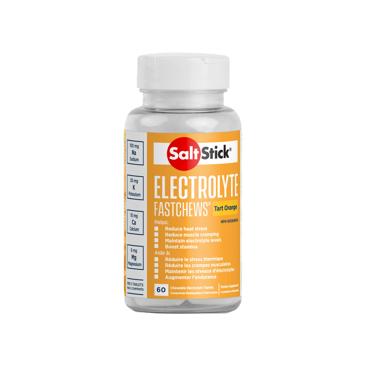SaltStick Fastchews, Tart Orange / Bottle: 60 Tablets, pack view
