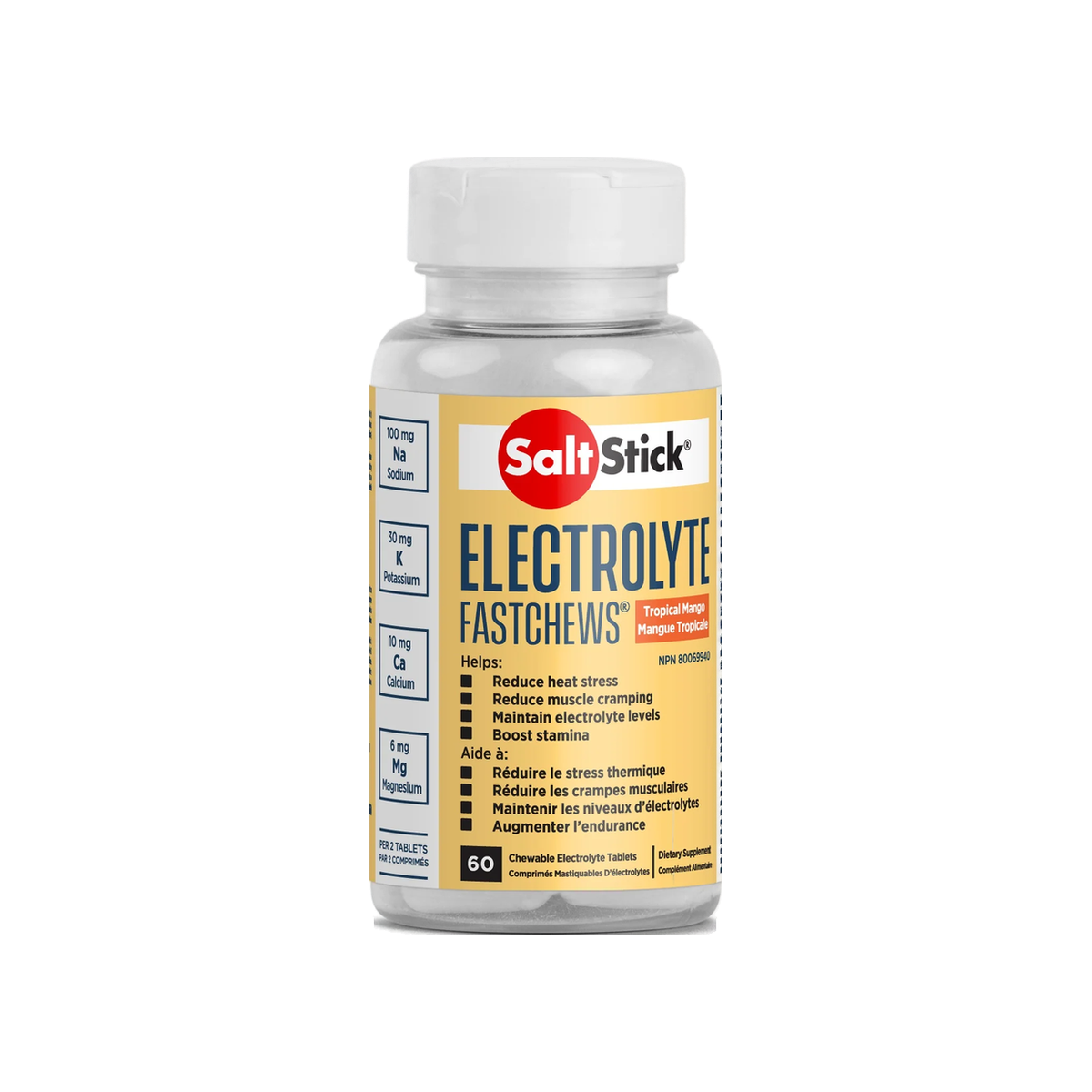 SaltStick Fastchews, Tropical Mango / Bottle: 60 Tablets, pack view
