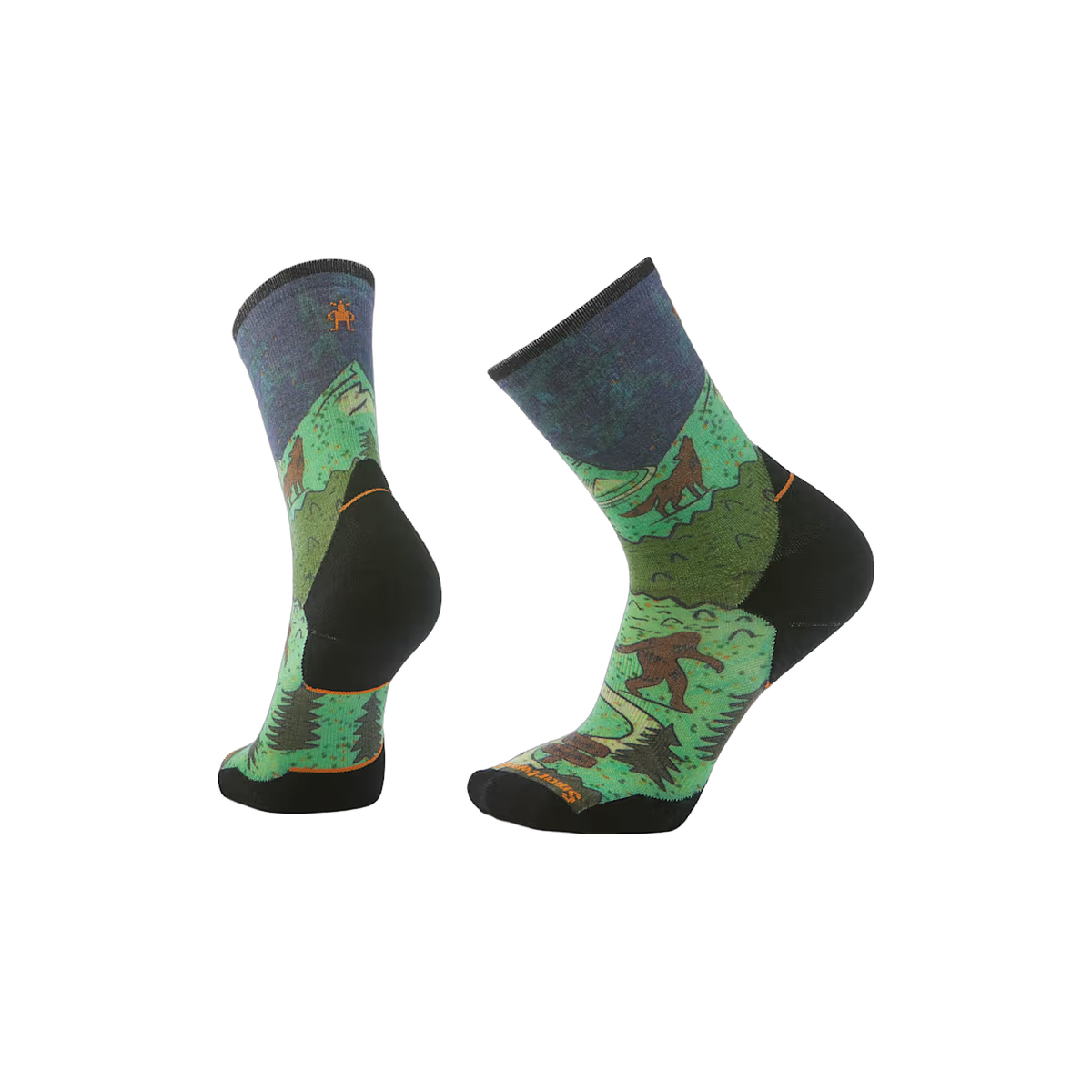 Smartwool Trail Run Targeted Cushion - Wool Crew Socks, Nature Print - Twilight Blue, sock view