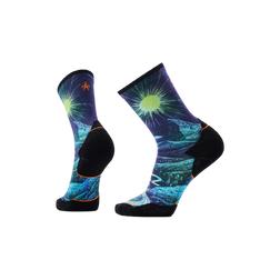 Smartwool Trail Run Targeted Cushion - Wool Crew Socks, Treeline Print - Deep Navy, sock view