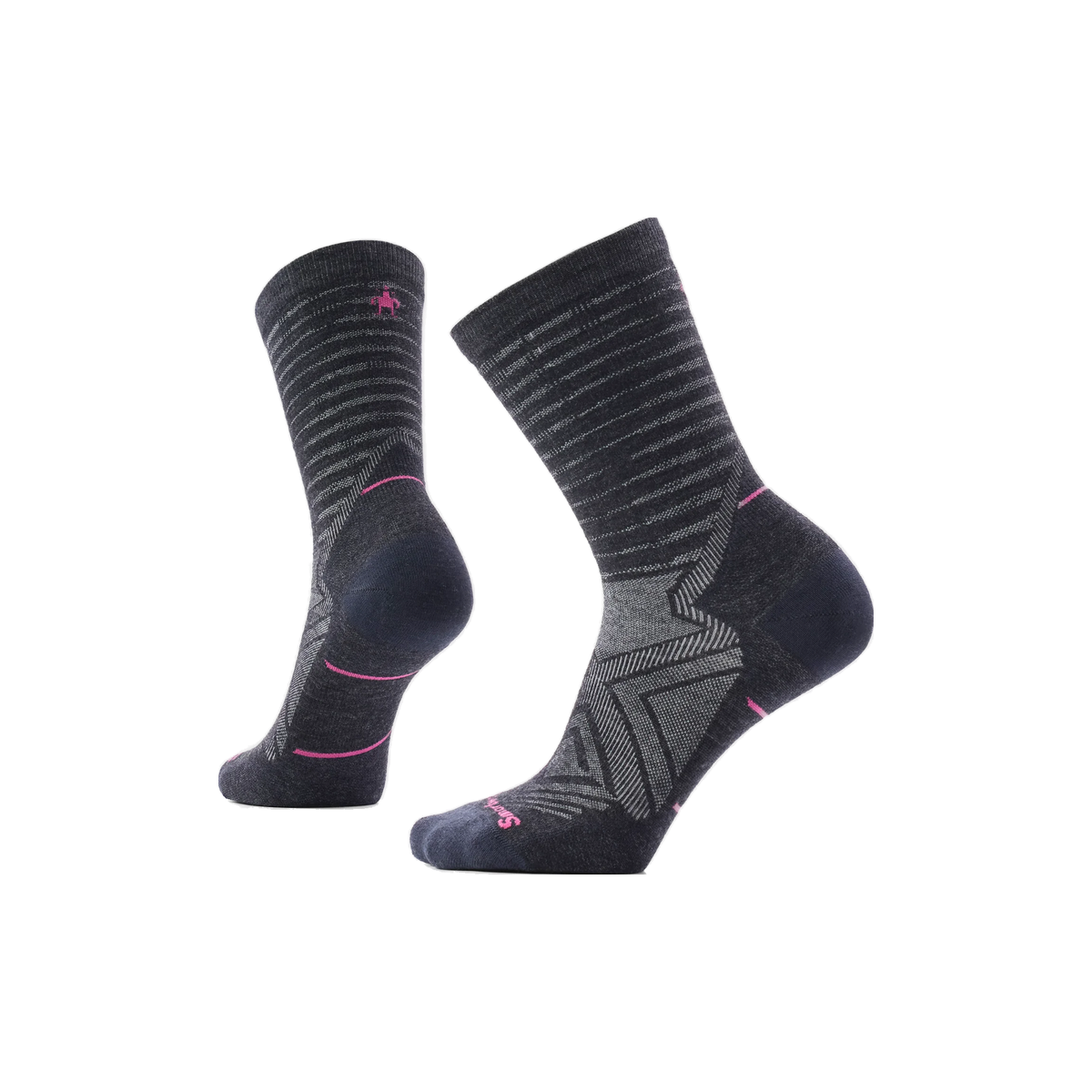 Smartwool Run Pattern Zero Cushion - Wool Crew Socks - Women's, Charcoal, sock view