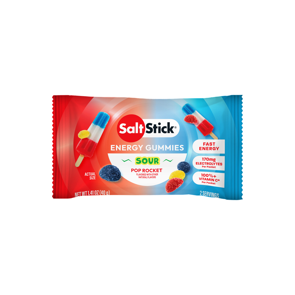 SaltStick Energy Gummies, Sour Pop Rockets, pack view