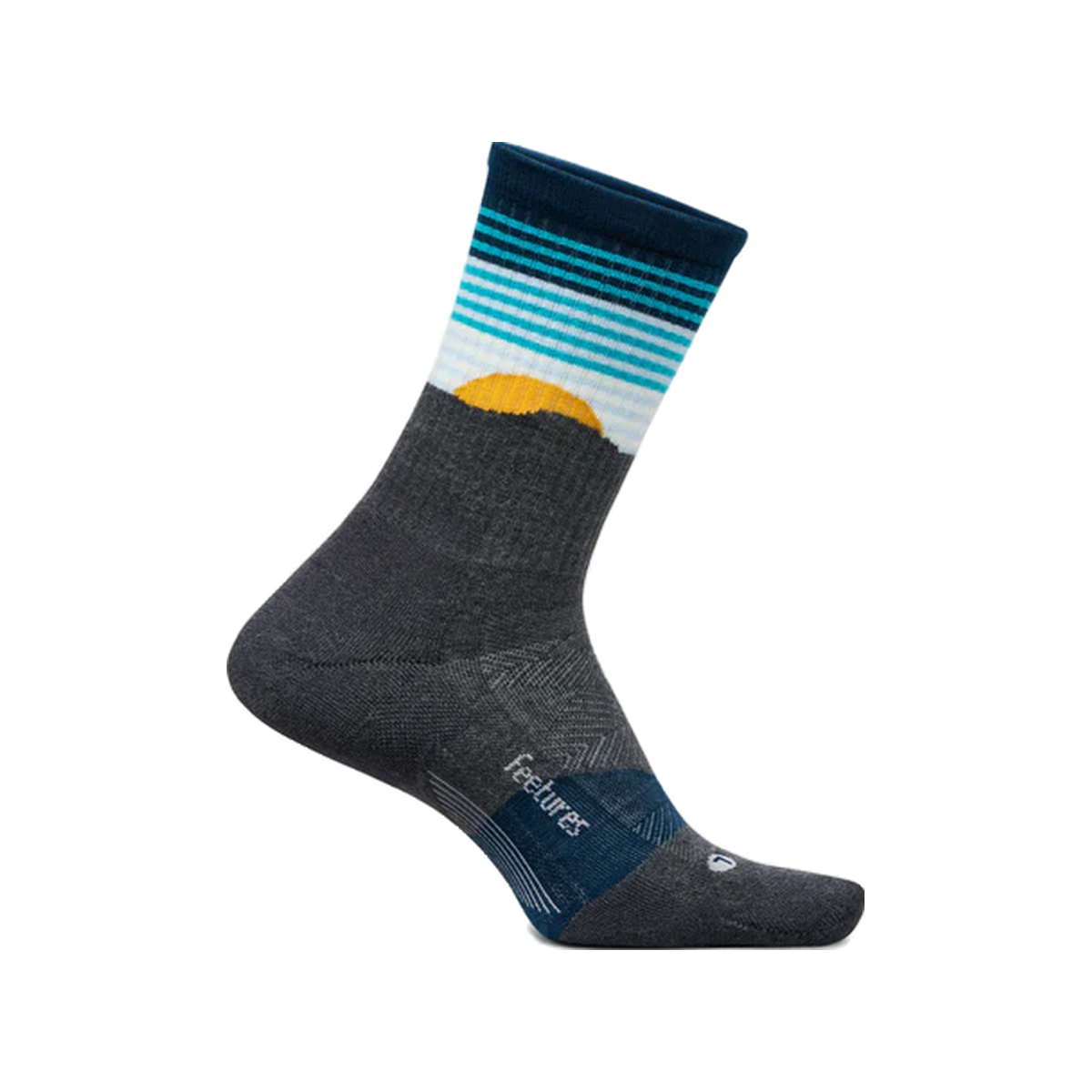 Feetures Trail Max Cushion Mini Crew Socks, Table Rock Grey, sock view