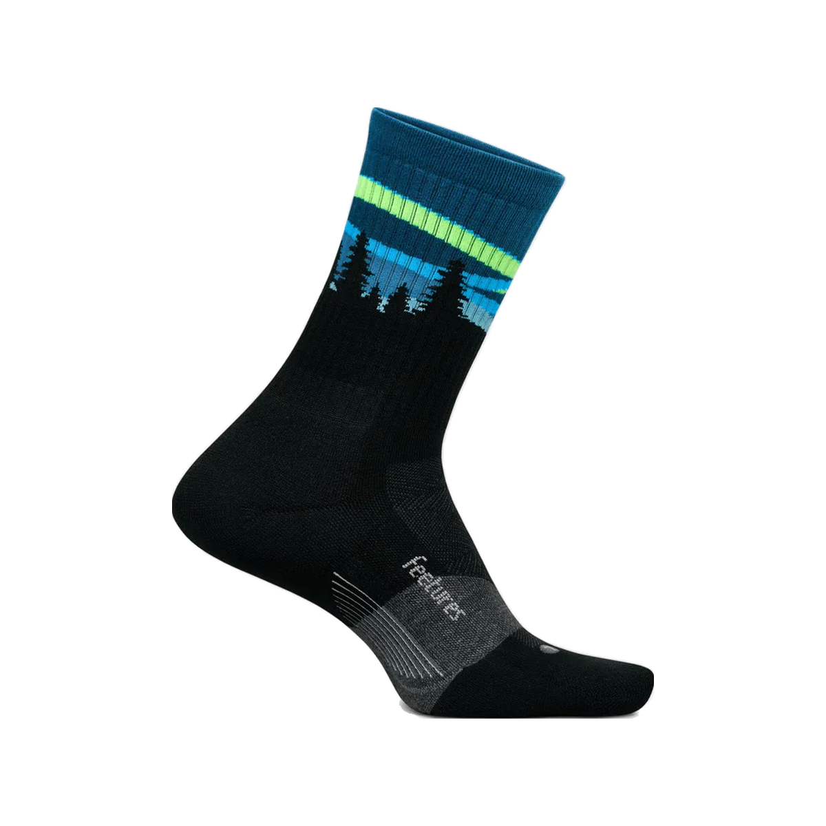 Feetures Trail Max Cushion Mini Crew Socks, Blue Aurora, sock view