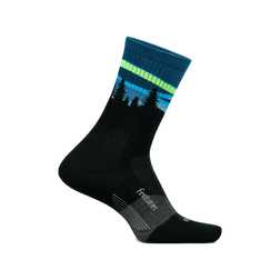 Feetures Trail Max Cushion Mini Crew Socks, Blue Aurora, sock view