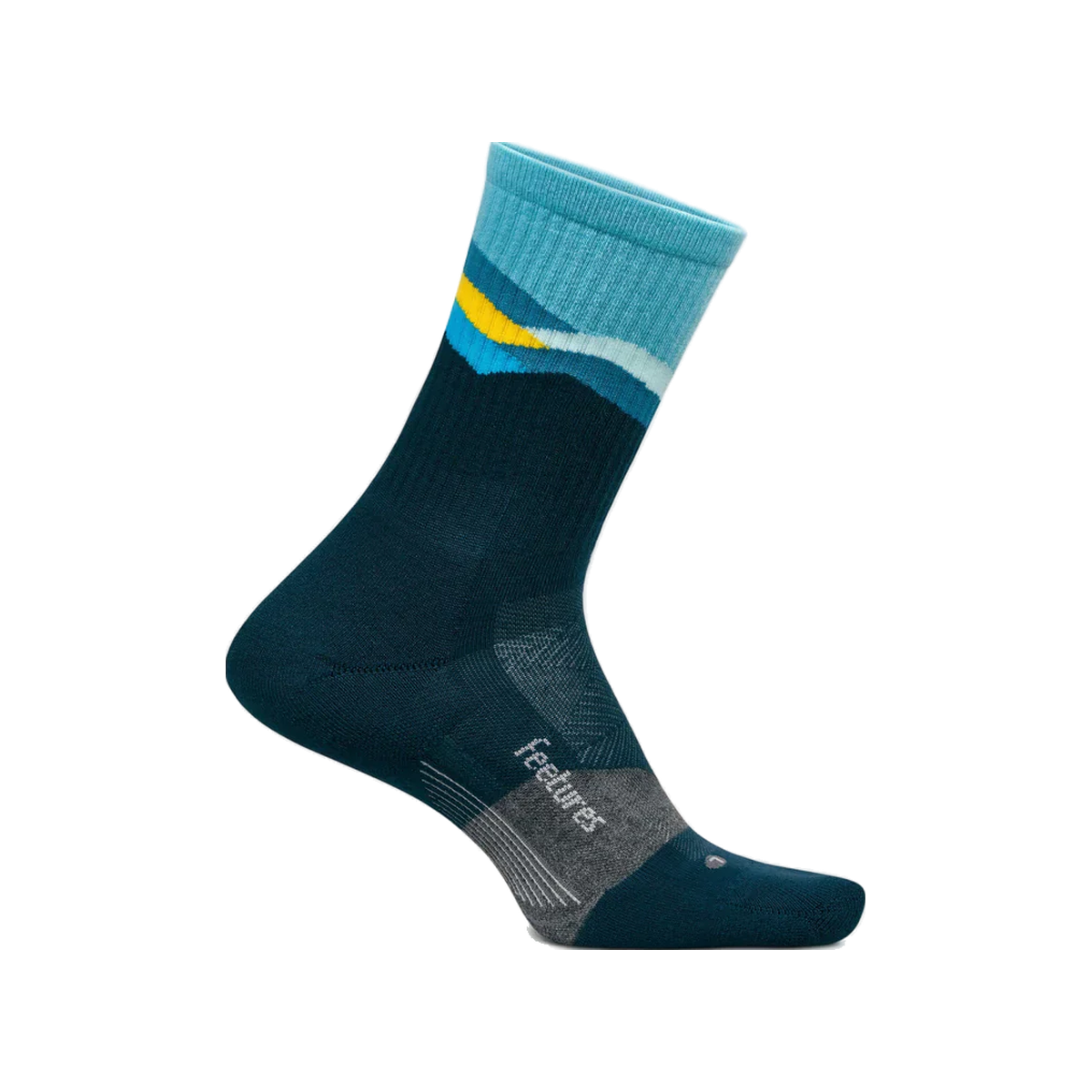 Feetures Trail Max Cushion Mini Crew Socks, Mountain High Blue, sock view