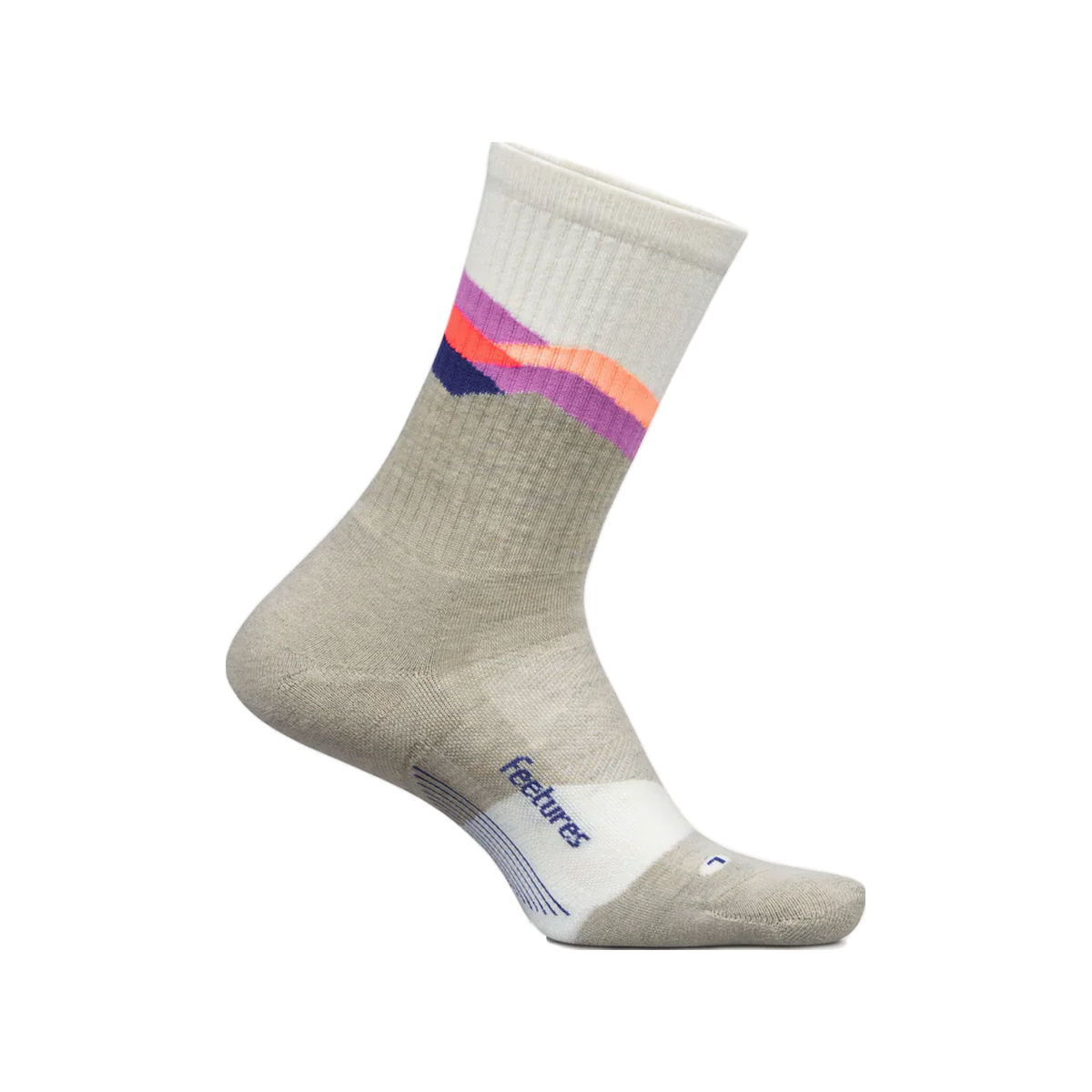 Feetures Trail Max Cushion Mini Crew Socks, Mountain High Cream, sock view