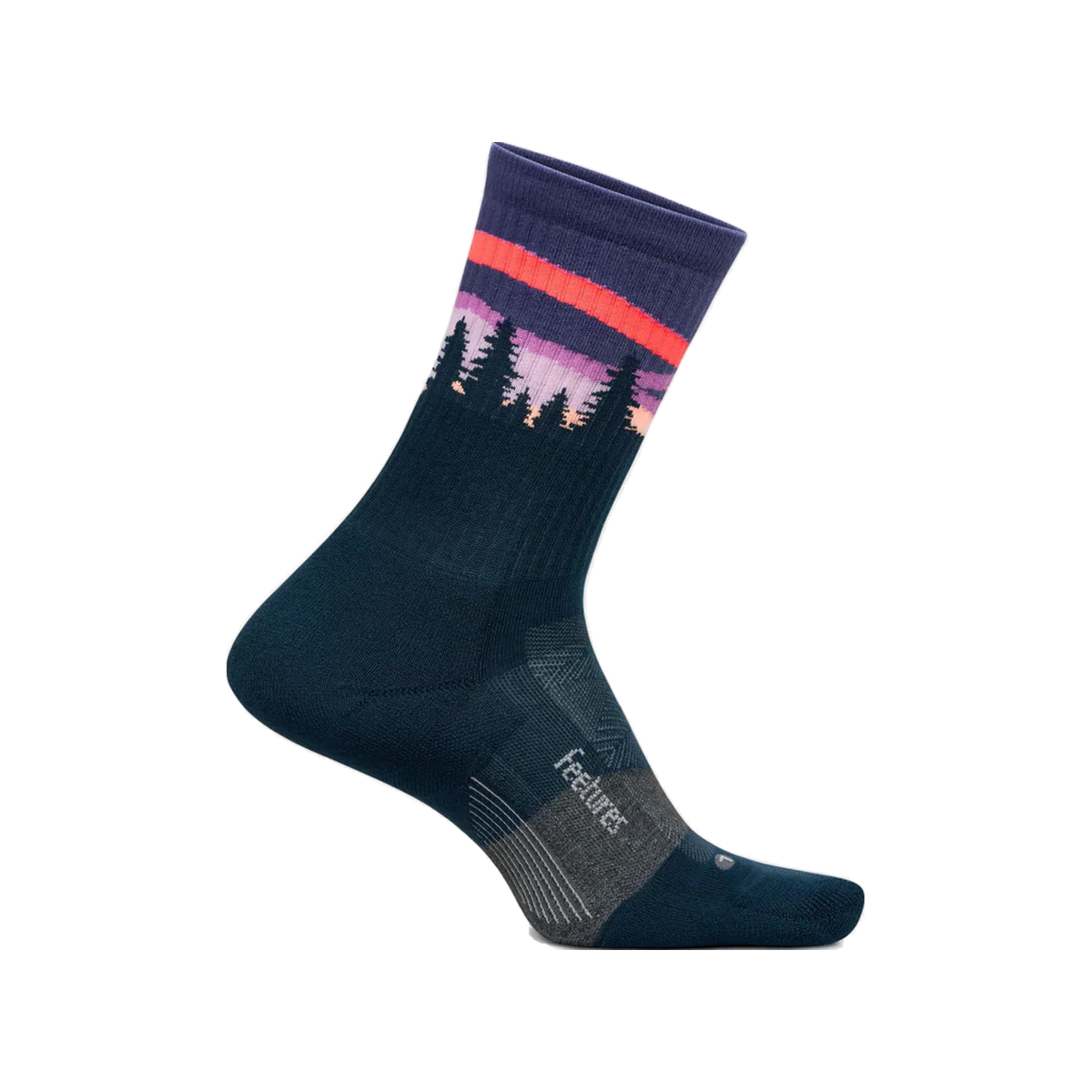 Feetures Trail Max Cushion Mini Crew Socks, Purple Aurora, sock view