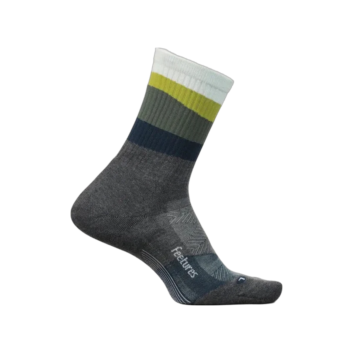 Feetures Trail Max Cushion Mini Crew Socks, Ascent Grey, sock view