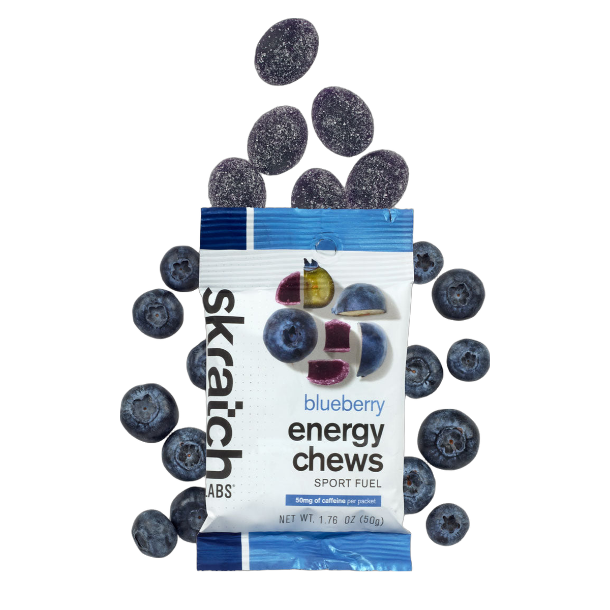 Skratch Labs Sport Energy Chews, Blueberry (+caffeine), pack view