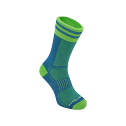 Wrightsock Coolemesh 2 Crew Socks, Blue/Green Stripe, sock view