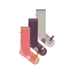Hoka Crew Run Socks - 3 pack - Unisex, Grapefruit/Dried Fig/Putty, sock view