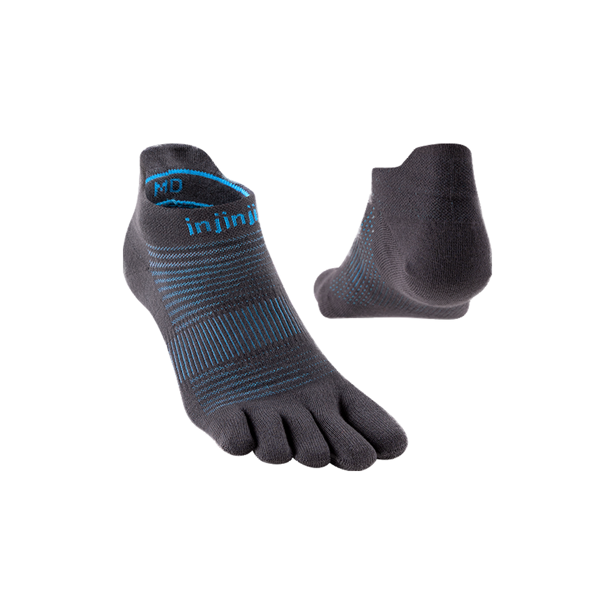 Injinji Run Lightweight No-Show Socks, Carbon, sock view