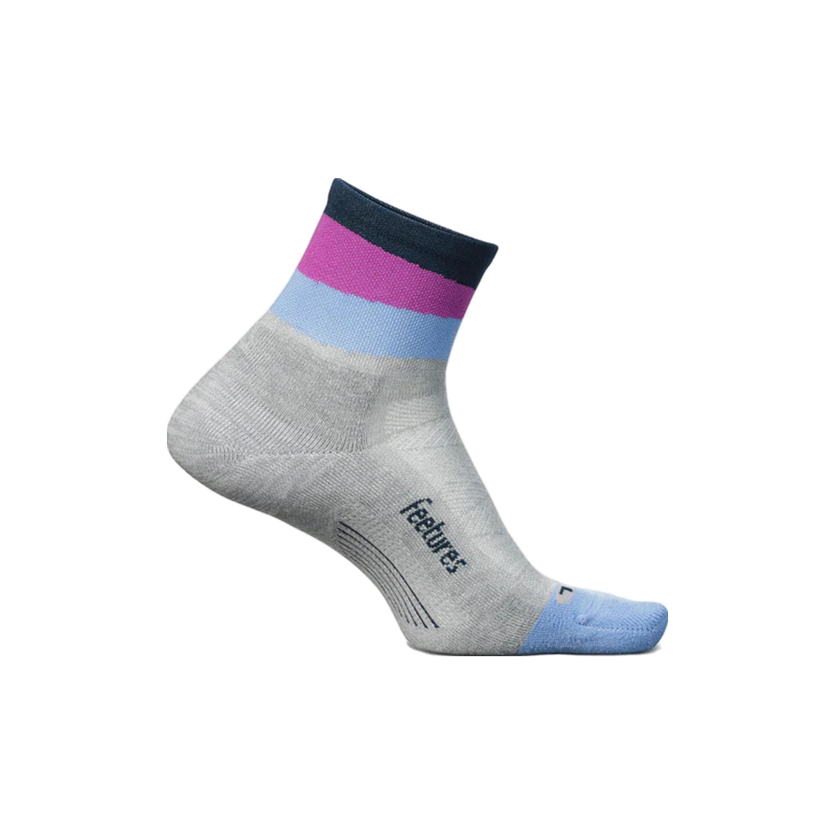 Feetures Elite Light Cushion Quarter Socks, Lunar Ascent, sock view