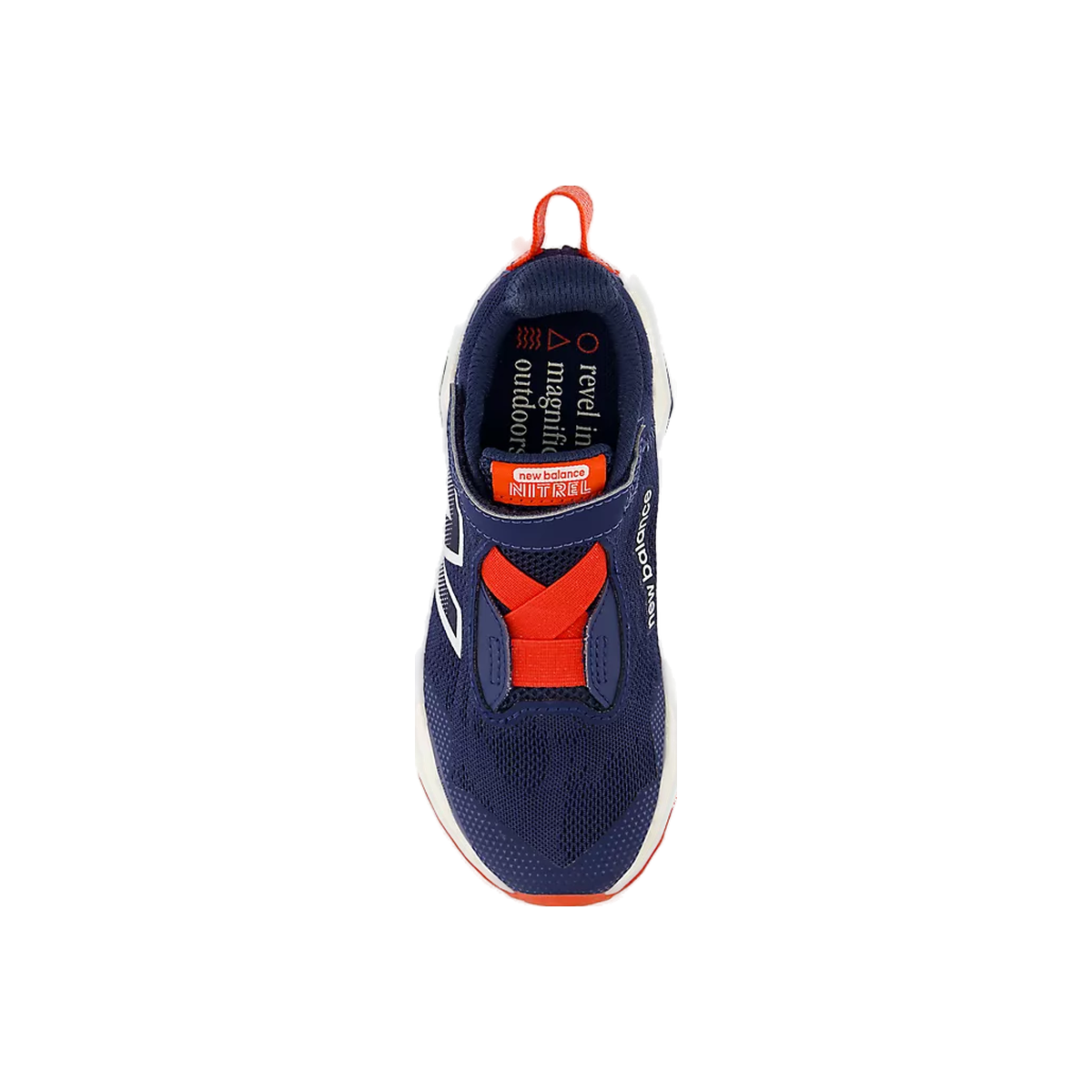 New Balance DynaSoft Nitrel v6 Bungee Lace Youth/Kids Trail Shoes, overhead view