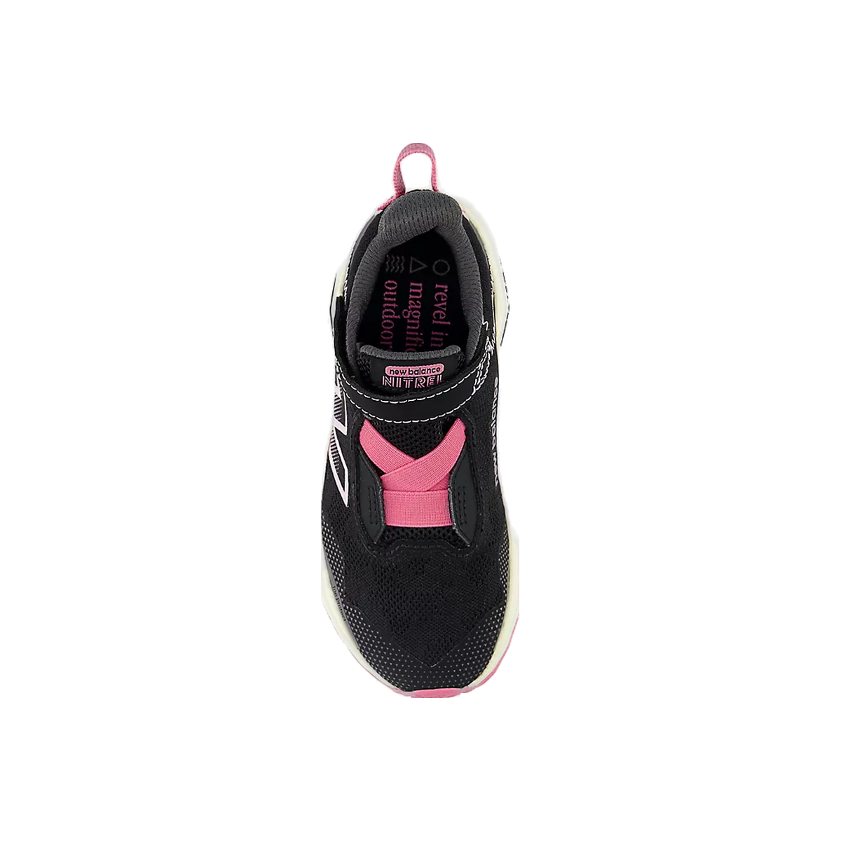 New Balance DynaSoft Nitrel v6 Bungee Lace Youth/Kids Trail Shoes, overhead view