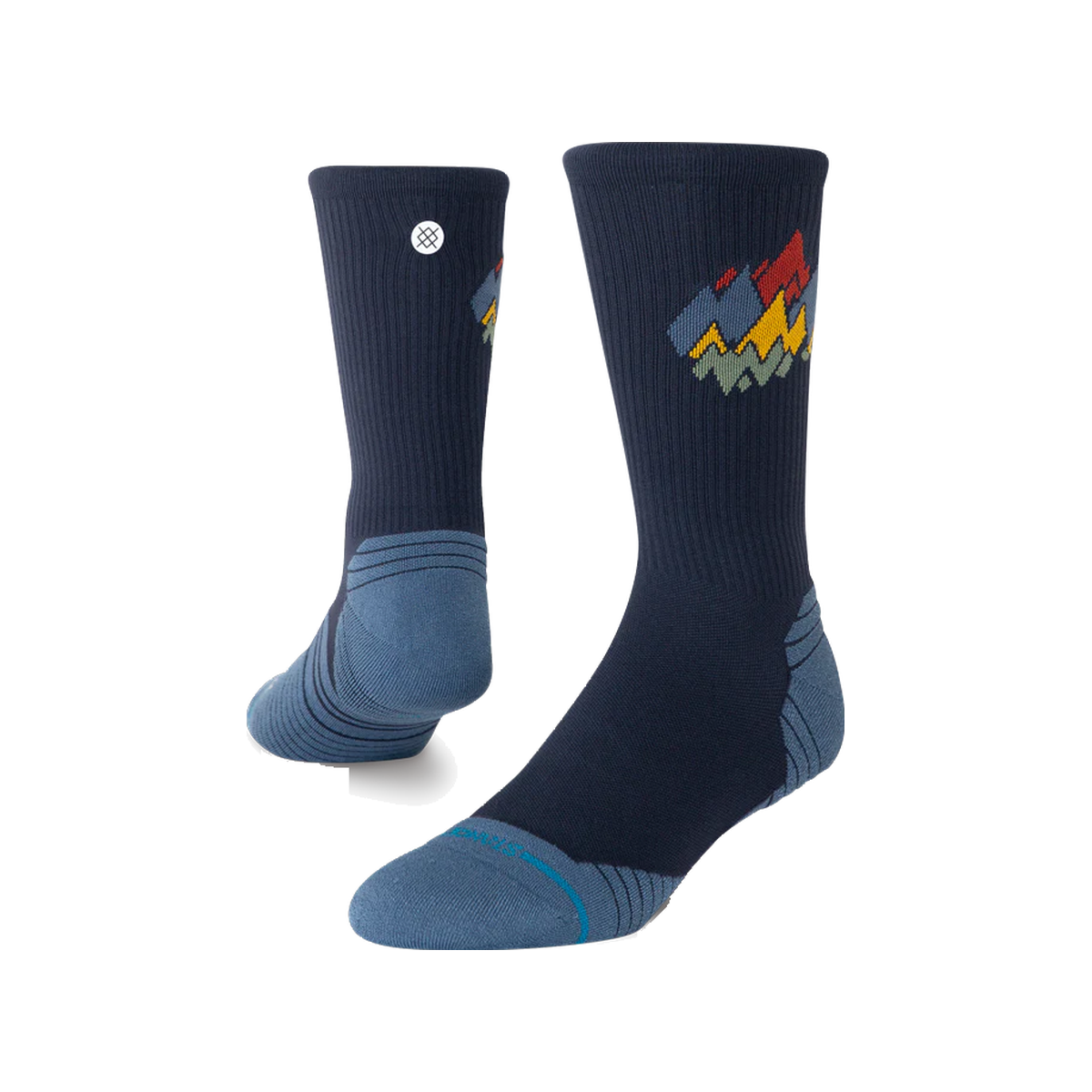 Stance Run Socks - Light Cushioning - Crew, Peaks Ribbed - Navy, sock view