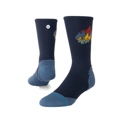 Stance Run Socks - Light Cushioning - Crew, Peaks Ribbed - Navy, sock view