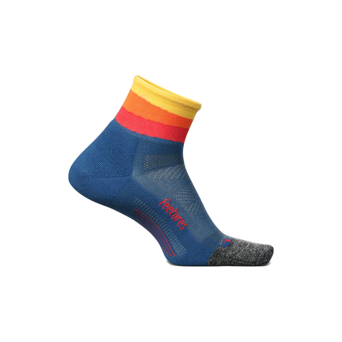 Feetures Elite Light Cushion Quarter Socks, Solar Ascent, sock view