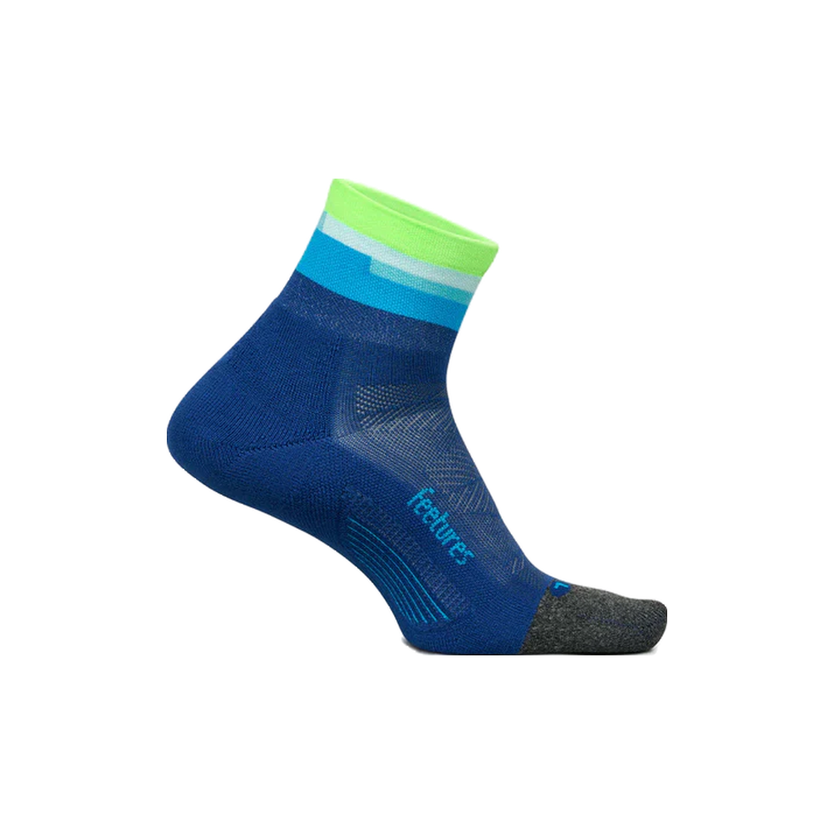Feetures Elite Light Cushion Quarter Socks, Surfboard Blue, sock view